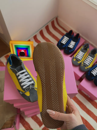 ABRA - Ballerina Sneaker in Grey/Yellow