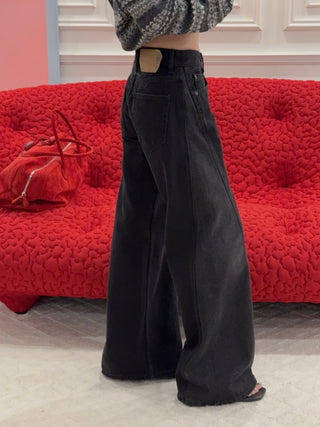 MM6 Maison Margiela - WIDE LEG JEANS BLACK/DARKGREY