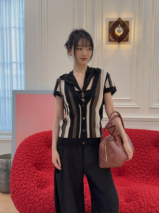 VAILLANT - KNIT TOP STRIPED W/ CONTRAST NECKLINE & CUFF / STRIPES