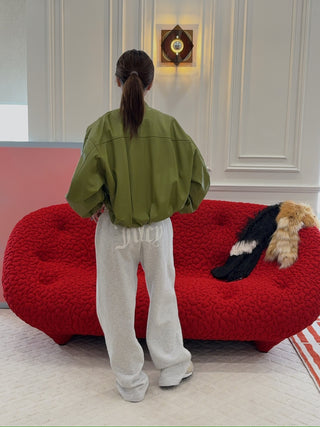 SIMONETTA - PIAVE - LEATHER BOMBER / GREEN PEPPER