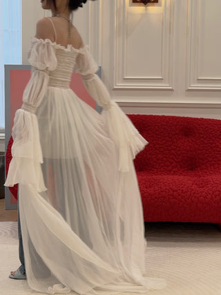 BLUMARINE - Long Silk Chiffon Dress With Buttons