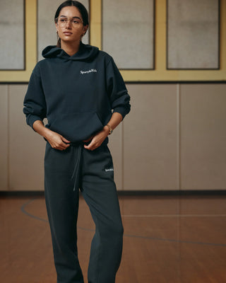 SPORTY & RICH - Health Is Wealth Soft Hoodie in Faded Black