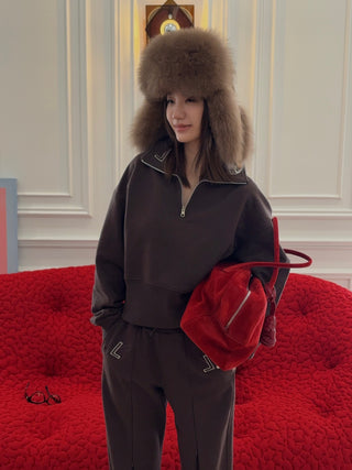 YVES SALOMON - Loro Piana Flannel and fox fur ushanka