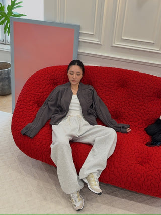OPEN YY LINEN PANELED BOMBER