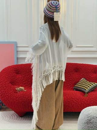 BLUMARINE - EMBR Relaxed Georgette Shirt in Soft Pearl