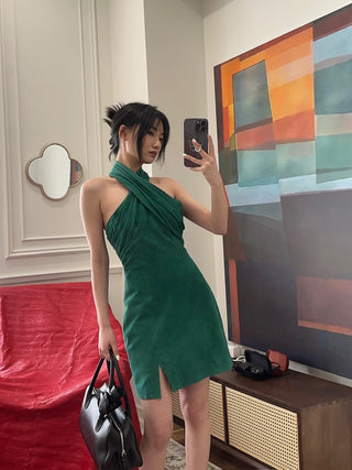 GIUSEPPE DI MORABITO SUEDE LEATHER MINI DRESS