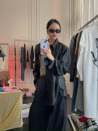 THE ANDAMANE - NASHVILLE - OVERSIZED WESTERN SHIRT / BLACK