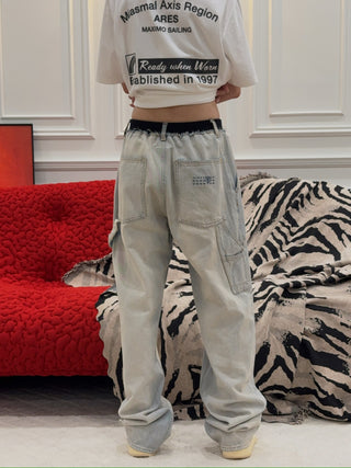 MM6 Maison Margiela- Wide-Leg Denim Jeans in Light Blue