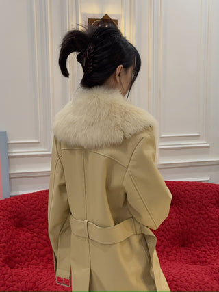 COMMON LEISURE YOU&ME TRENCHCOAT W/ SHEARLING LAPEL