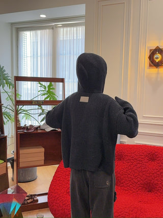 AYA MUSE KNIT ZIP UP HOODIE / CHARCOAL