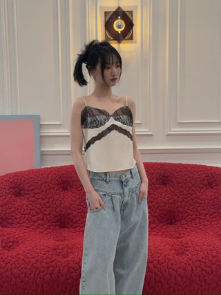 THE ANDAMANE NARCISA - LACE SLIP TOP