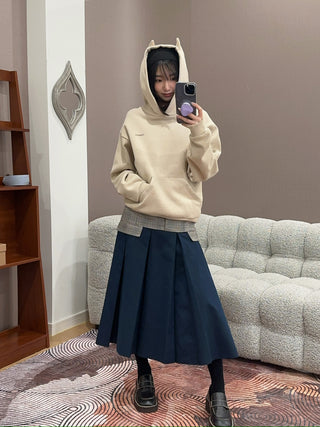 YOUSER - JACKET MIXED PLEATS SKIRT / NAVY