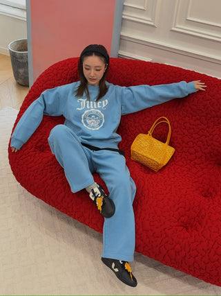 SPORTY & RICH X JUICY COUTURE - Juicy Emblem Crewneck in Sky Blue