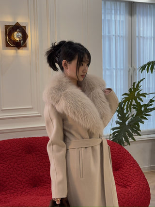 YVES SALOMON MANTEAU 119CM SABLE