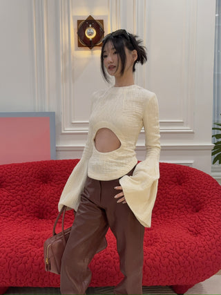 A.W.A.K.E. FLARED SLEEVE TOP WITH CUT OUT DETAIL