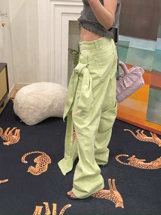 BLUMARINE DENIM PANTS WITH BOWS