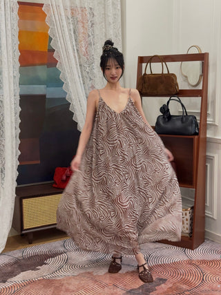 HOUSE OF SUNNY - Zebra Trapeze Dress in Cocoa