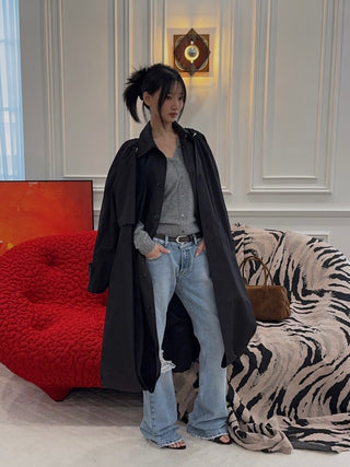 ROKH BALLOON SHAPE BUTTONED TRENCH COAT