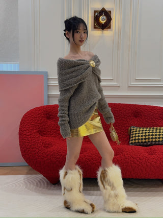 CULTNAKED DANCING ON THE TABLE SKORT IN GOLD CROC