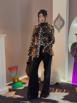 CARELLI - Jackie Deer Jacket in Brown Fawn Print