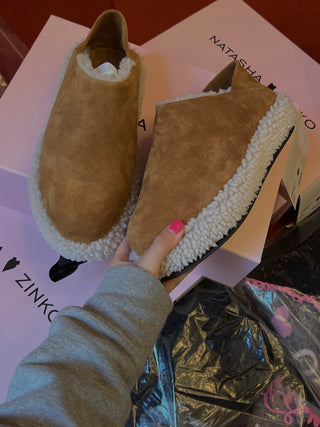 NATASHA ZINKO SHEARLING MULES