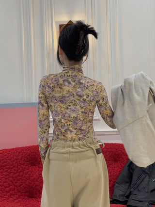 MM6 Maison Margiela FLORAL MOCK-NECK BODYSUIT