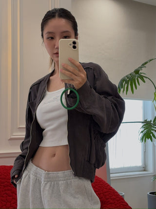 OPEN YY LINEN PANELED BOMBER