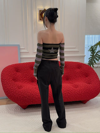 CORMIO - KNIT EMBROIDERED TOP WITH DETACHED SLEEVES