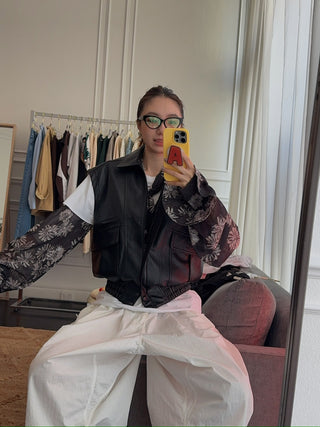 OPEN YY FAUX LEATHER BIKER VEST