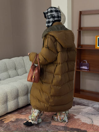 SIMONETTA - GANNA - LORO PIANA WOOL DOWN COAT WITH HOOD