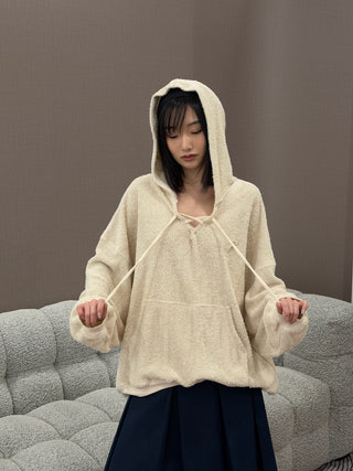 OPEN YY TERRY LACE-UP HOODIE