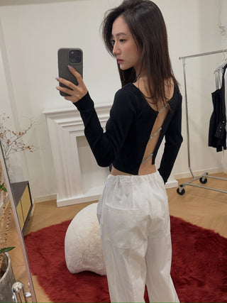 CHRISTOPHER ESBER - LONG SLEEVE CRYSTAL LATTICE TOP