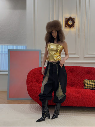 CULTNAKED KILLA BANDEAU IN GOLD CROC