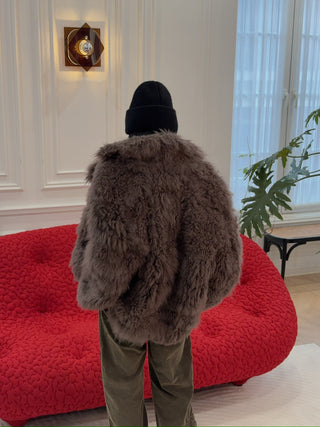 SIMONETTA RAVIZZA TEO CASHMERE GOAT FUR JACKET