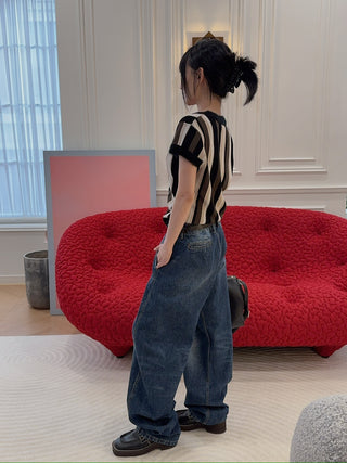 VAILLANT - KNIT TOP STRIPED W/ CONTRAST NECKLINE & CUFF / STRIPES