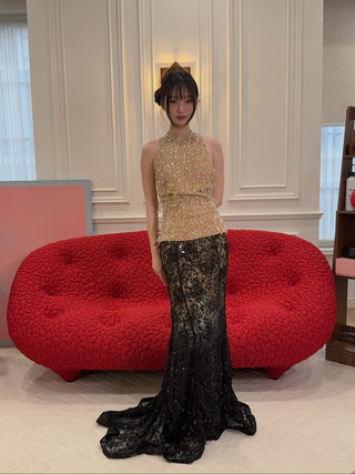 LA FUORI - ONYX SIREN EMBELLISHED SKIRT