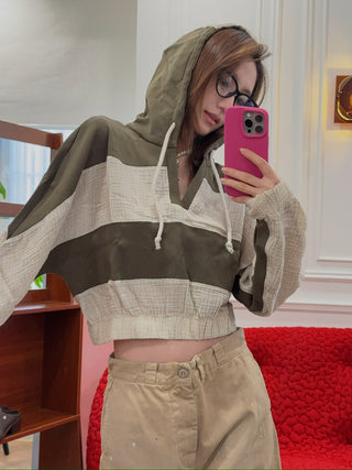 OPEN YY Stipe Cropped Hoodie