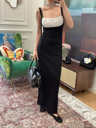 ROWEN ROSE Sleeveless Jersey Long Dress with Gathered Neckline