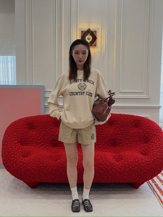 SPORTY & RICH - Varsity Crest Crewneck in Cream