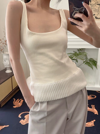 16ARLINGTON KEO TANK WIDE JERSEY RIB ECRU