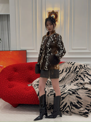 CARELLI - Bambi Deer Jacket in Brown Fawn Print