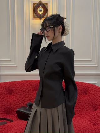 MAGDA BUTRYM - Tailored wool shirt in black