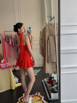 GUIZIO SILK SLIT MINI SKIRT