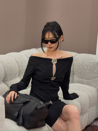 BLUMARINE JERSEY DRESS W/ROSES
