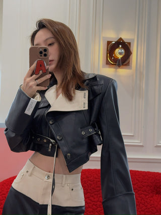 ROKH - Contrast Flat detailed Cropped Jacket