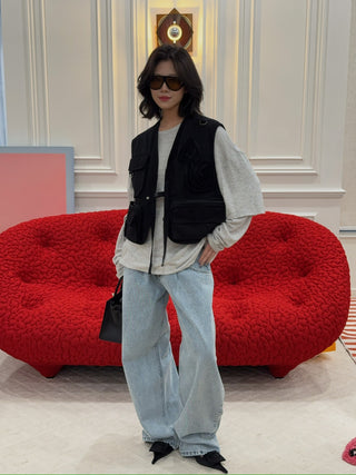OPEN YY APPLIQUÉ CARGO VEST
