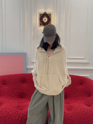 OPEN YY TERRY LACE-UP HOODIE