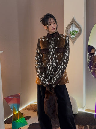 CARELLI - Jackie Deer Jacket in Brown Fawn Print