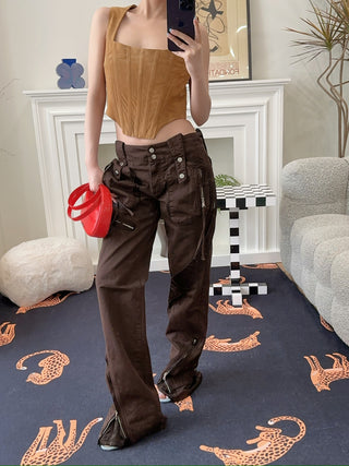 GIUSEPPE DI MORABITO SUEDE LEATHER BUSTIER TOP