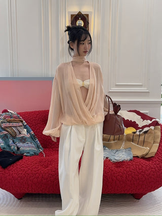 BLUMARINE - Wide Leg Pants In Double Crêpe